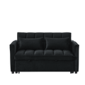 Sleeper Sofa, Convertible Sofa, Recliner, Bed, 3 In 1, 3 Position Adjustable Backrest, 2 Seater Sectional, Two Side Pockets, 2 Pillows For Living Room, Apartment, Etc., Velvet Black 54