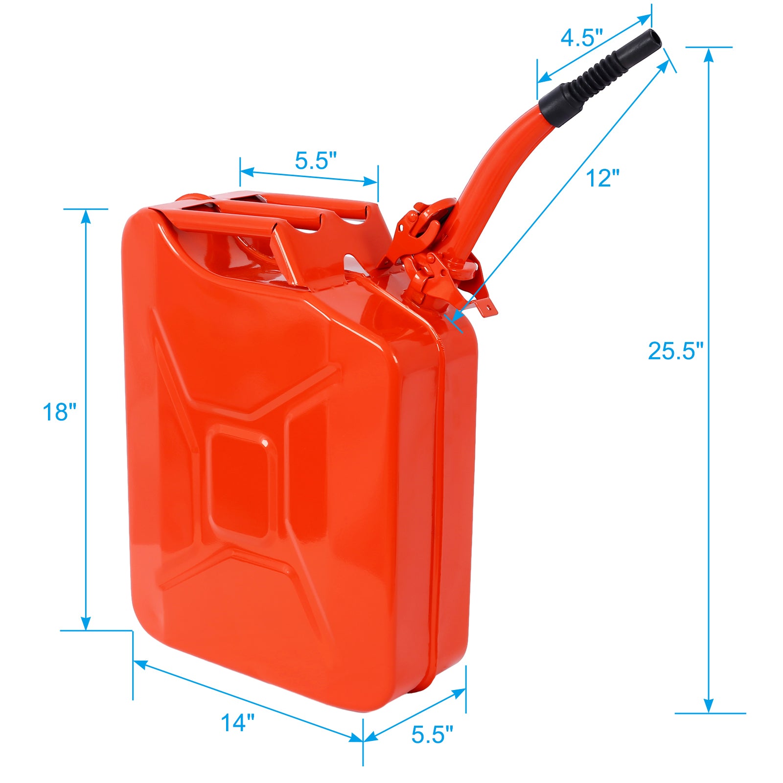 20 Liter 5 Gallon Jerry Fuel Can With Flexible Spout, Portable Jerry Cans Fuel Tank Steel Fuel Can, Fuels Gasoline Cars, Trucks, Equipment, Red 3Pcs Set Red Steel