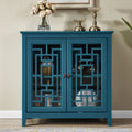 Storage Cabinet, Buffet Sideboard, Teal Blue Teal Blue Primary Living Space Adjustable Shelves Mdf Glass