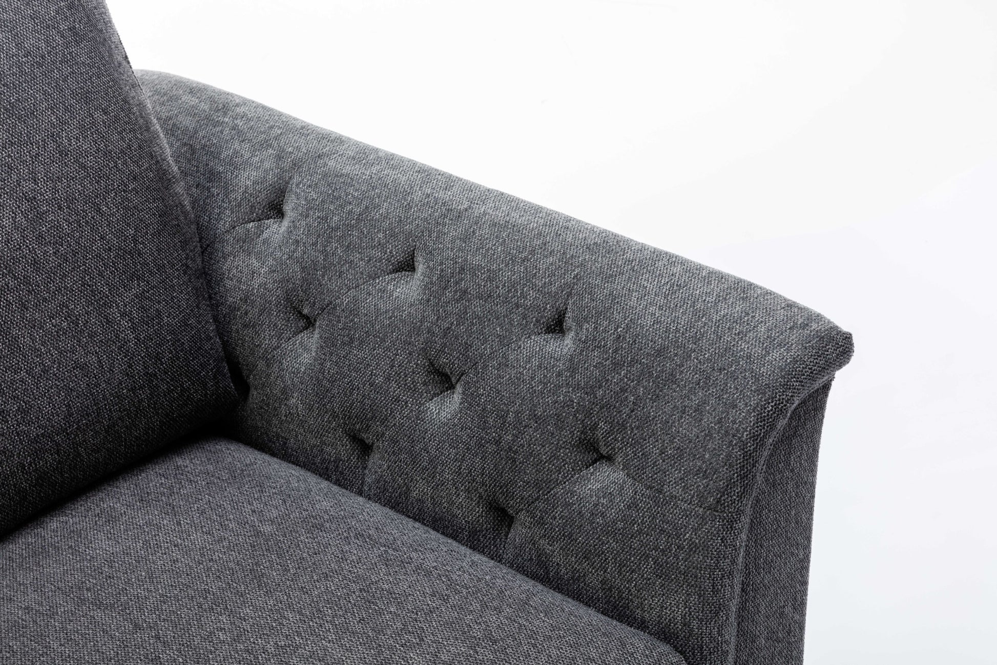 Stanton 80" Dark Gray Linen Sofa With Tufted Arms Dark Gray Linen