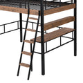 Metal Full Size Loft Bed With Built In Desk, Storage Shelf And Ladder, Black Full Box Spring Not Required Black Metal Metal & Wood