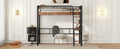 Metal Twin Size Loft Bed With Built In Desk, Storage Shelf And Ladder, Black Box Spring Not Required Black Metal Metal & Wood