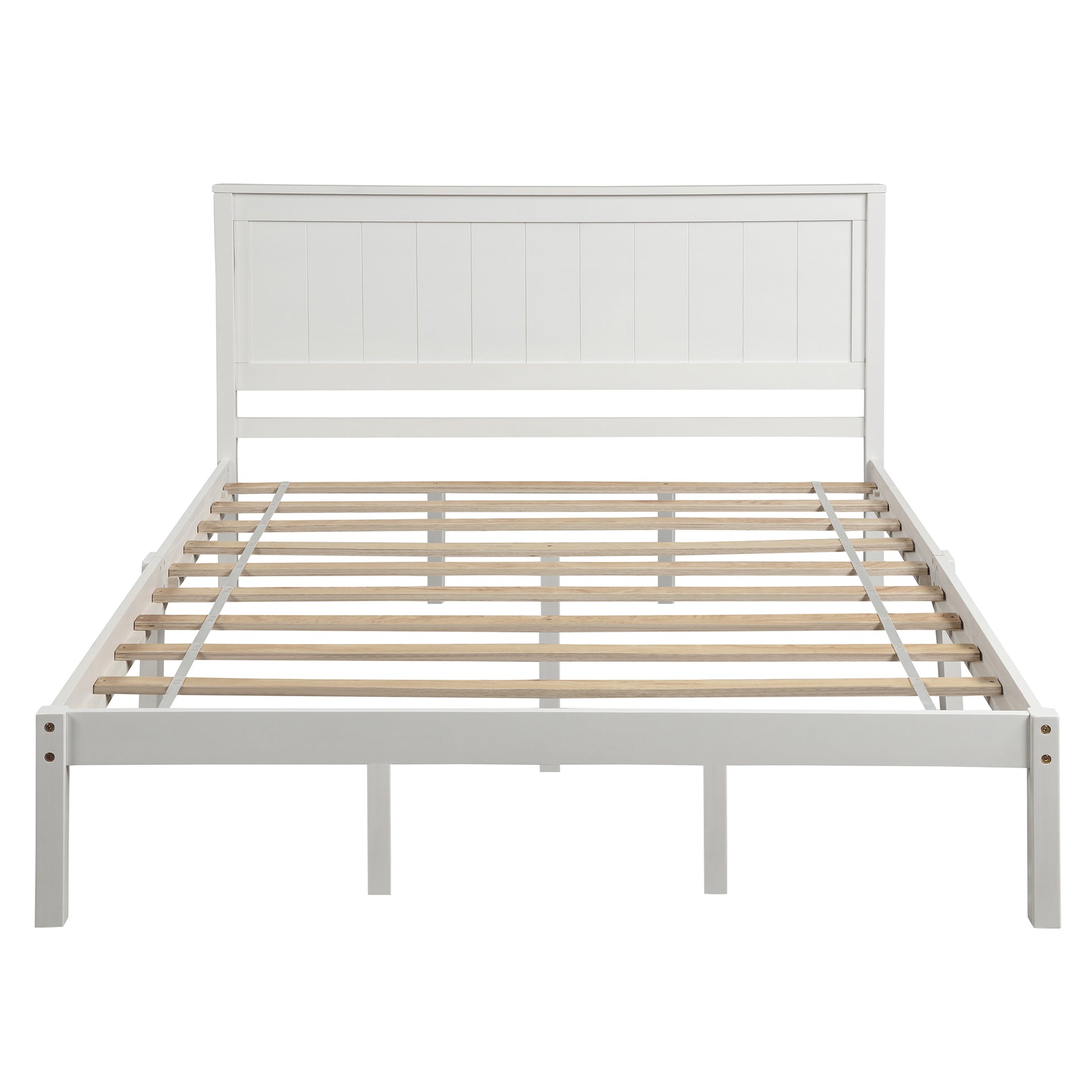 Platform Bed Frame With Headboard, Wood Slat Support, No Box Spring Needed, Queen, White Old Sku:Wf191420Aak Queen White Pine