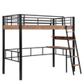 Metal Twin Size Loft Bed With Built In Desk, Storage Shelf And Ladder, Black Box Spring Not Required Black Metal Metal & Wood