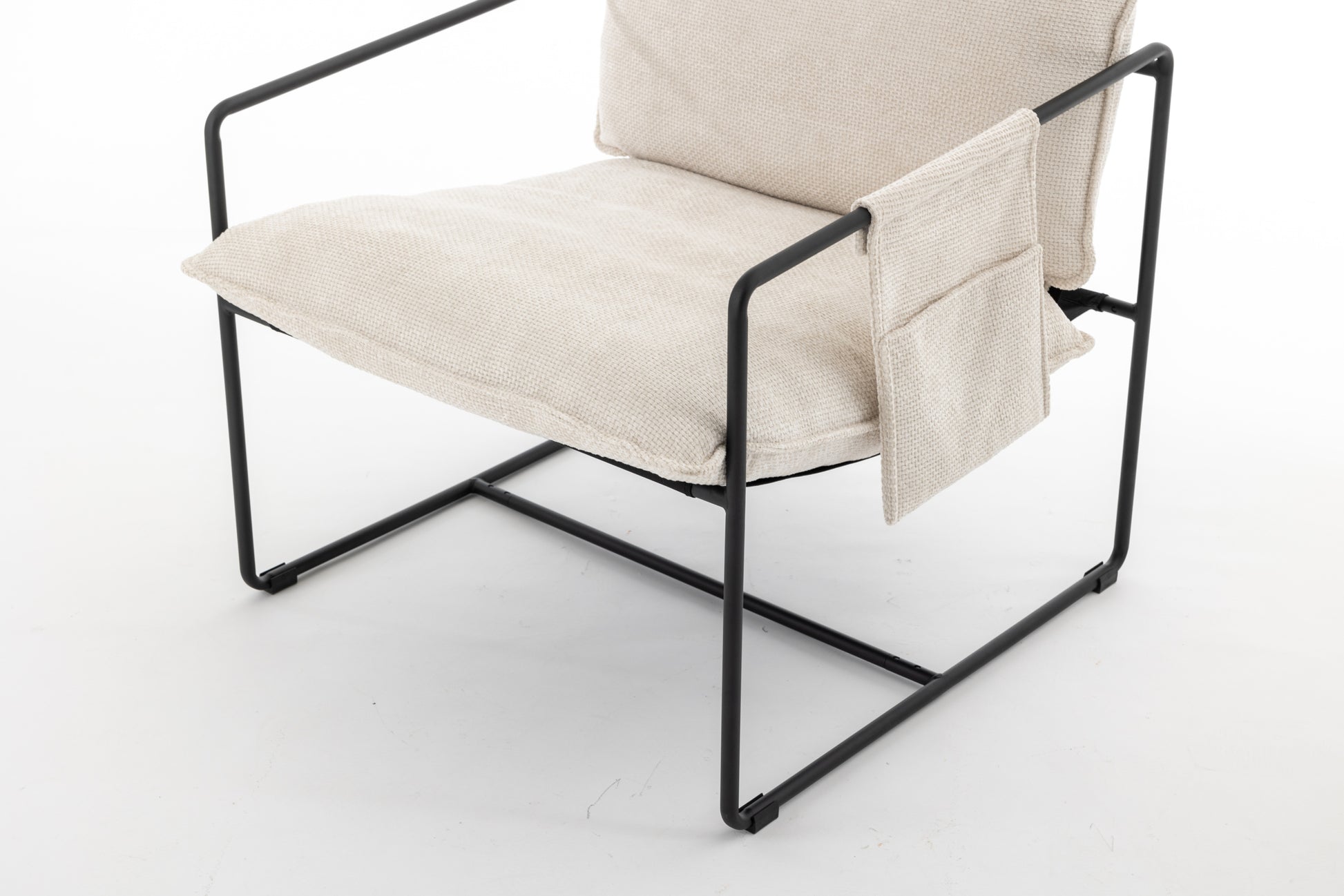 2 Chairs In 1 Box, Upholstered Hanging Armchair With Arm Pocket Metal Frame, Crushed Foam Cushions And Skin Friendly Braid For Living Room And Bedroom. Beige Color Beige Metal