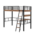 Metal Twin Size Loft Bed With Built In Desk, Storage Shelf And Ladder, Black Box Spring Not Required Black Metal Metal & Wood