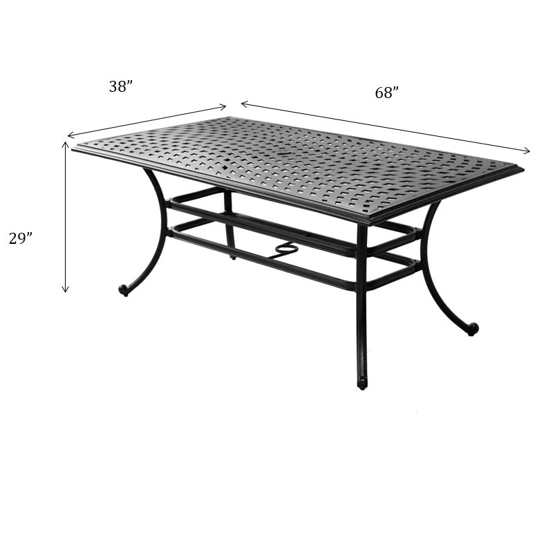 Rectangle Dining Table, Espresso Brown Brown Aluminum