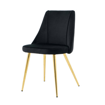 Modern Simple Velvet Dining Black Chair Home Bedroom Stool Back Dressing Chair Student Desk Chair Gold Metal Legs Set Of 4 Metal Black Velvet