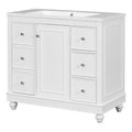Contemporary White Bathroom Vanity Cabinet 36X18X34 Inches, 4 Drawers & 1 Cabinet Door, Multipurpose Storage, Resin Integrated Sink, Adjustable Shelves, Solid Wood Frame With Mdf White Modern Solid Wood Mdf Resin