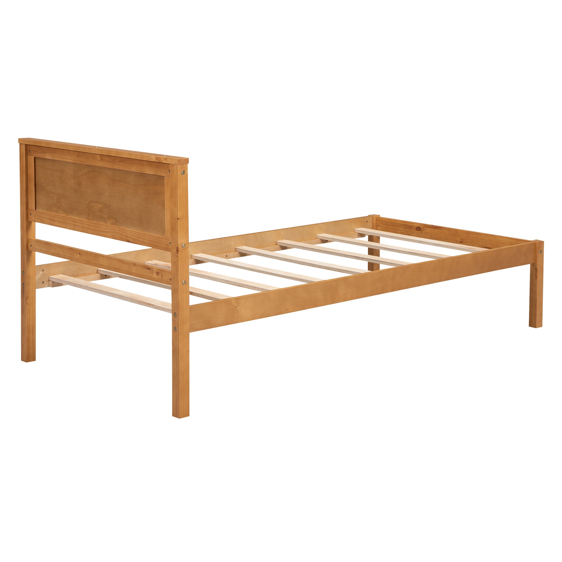 Platform Bed Frame With Headboardwood Slat Supportno Box Spring Needed ,Twin,Oak Twin Oak Wood Pine
