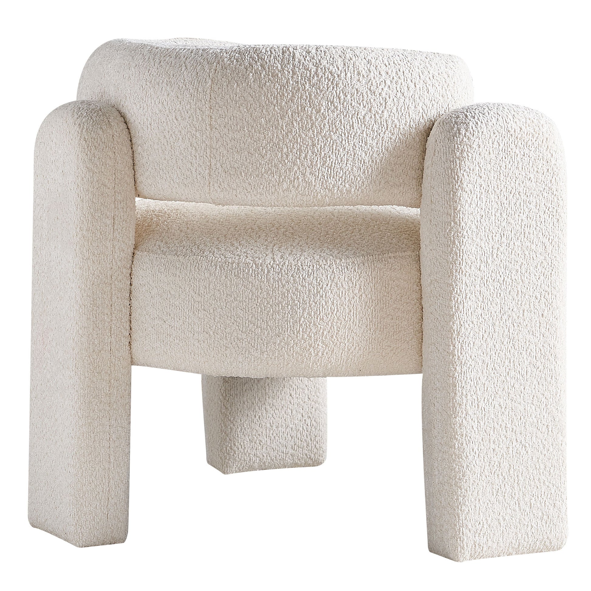 34.65" Wide Boucle Upholstery Accent Chair Beige Beige Primary Living Space Modern Foam Boucle