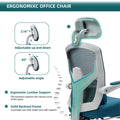 Sweetcrispy Mesh High Back Ergonomic Office Chair Lumbar Support Pillow Computer Desk Chair Blue Nylon Mesh
