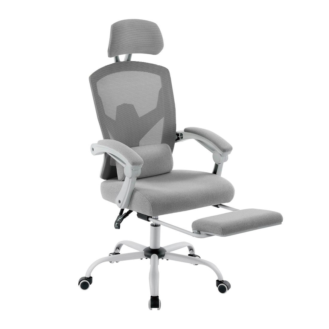 Sweetcrispy Mesh High Back Ergonomic Office Chair Lumbar Support Pillow Computer Desk Chair Grey Nylon Mesh