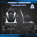 Sweetcrispy Gaming Chair Pu Leather Computer Chair Ergonomic Office Chair With Lumbar Support, Height Adjustable Rolling Desk Chairs With Flip Up Armrests Black White Pu