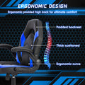 Sweetcrispy Gaming Chair Pu Leather Computer Chair Ergonomic Office Chair With Lumbar Support, Height Adjustable Rolling Desk Chairs With Flip Up Armrests Black Blue Pu