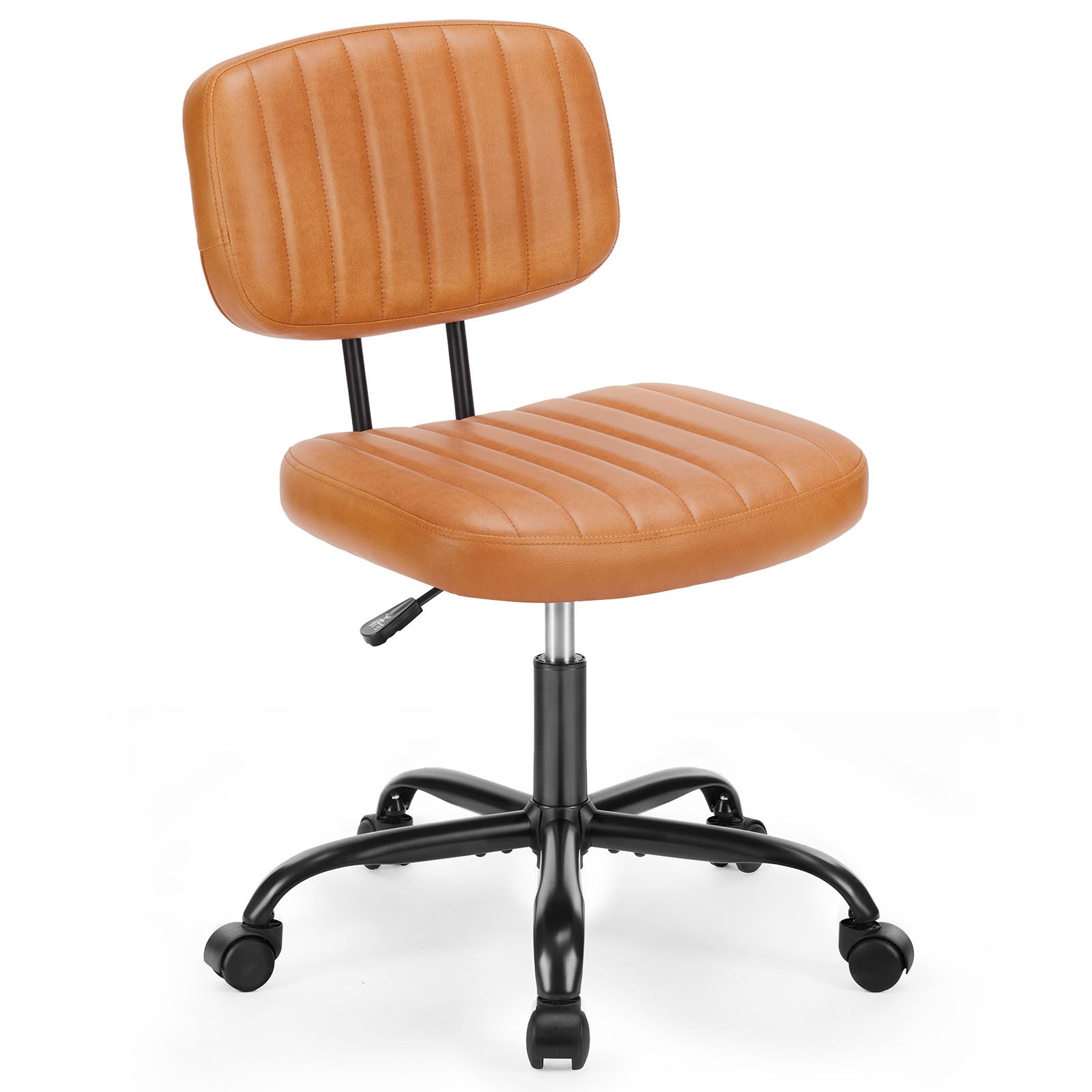 Sweetcrispy Pu Leather Low Back Task Chair Small Home Office Chair With Wheels Brown Abs Rubber Steel Q235