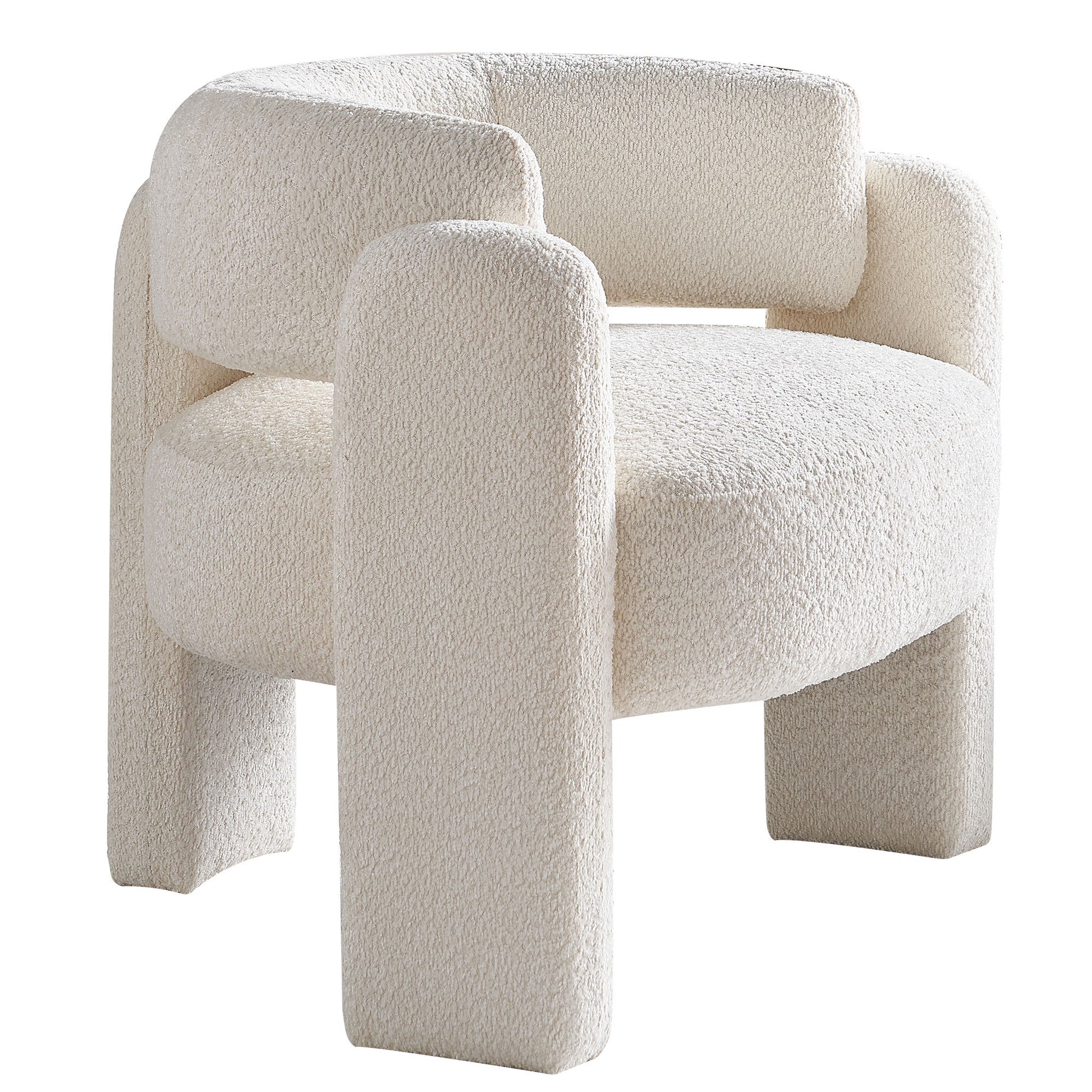 34.65" Wide Boucle Upholstery Accent Chair Beige Beige Primary Living Space Modern Foam Boucle