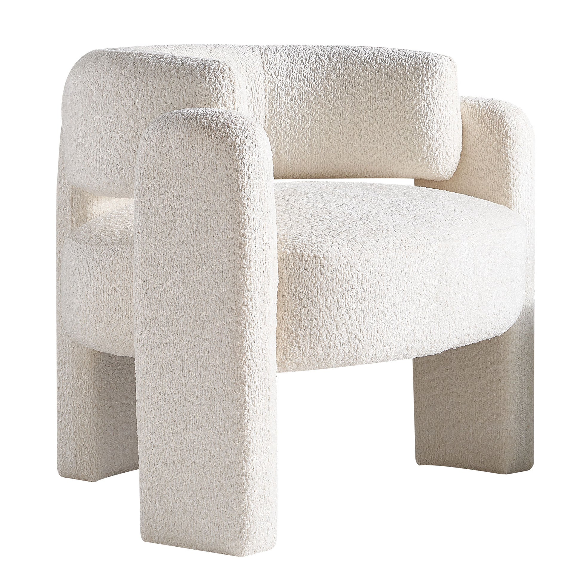 34.65" Wide Boucle Upholstery Accent Chair Beige Beige Primary Living Space Modern Foam Boucle