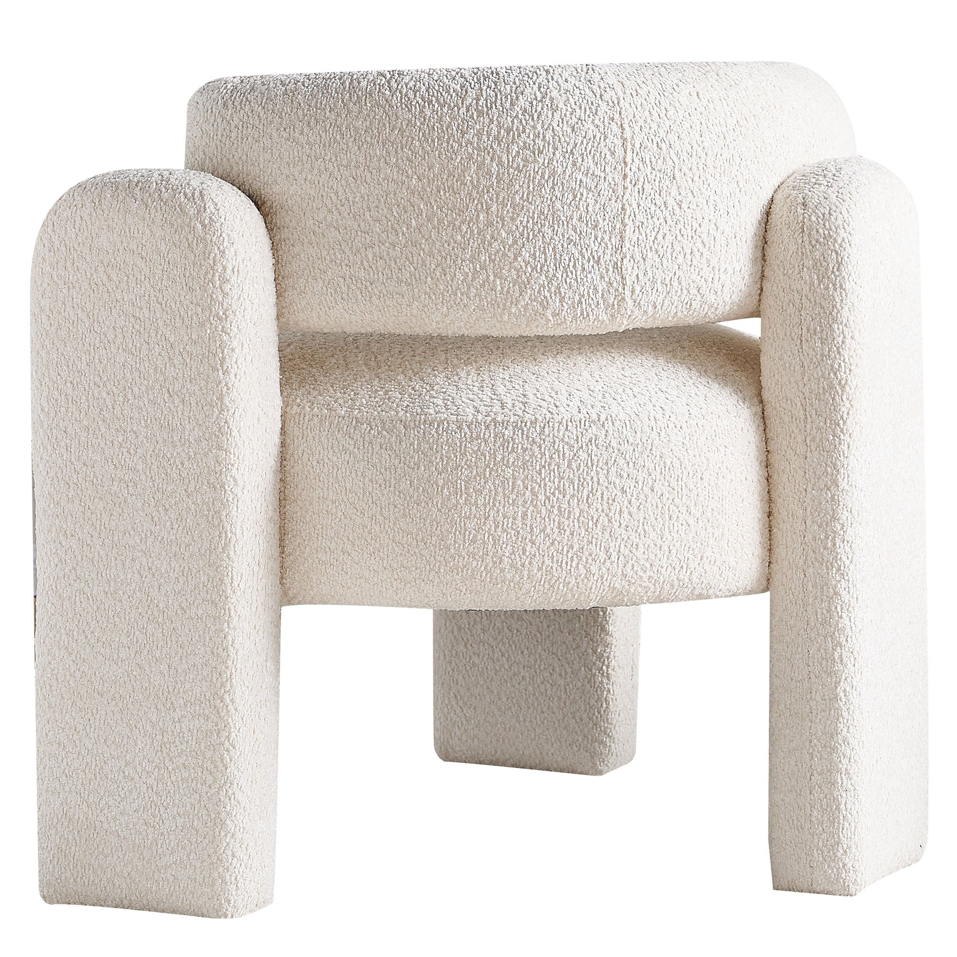 34.65" Wide Boucle Upholstery Accent Chair Beige Beige Primary Living Space Modern Foam Boucle