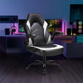 Sweetcrispy Gaming Chair Pu Leather Computer Chair Ergonomic Office Chair With Lumbar Support, Height Adjustable Rolling Desk Chairs With Flip Up Armrests Black White Pu