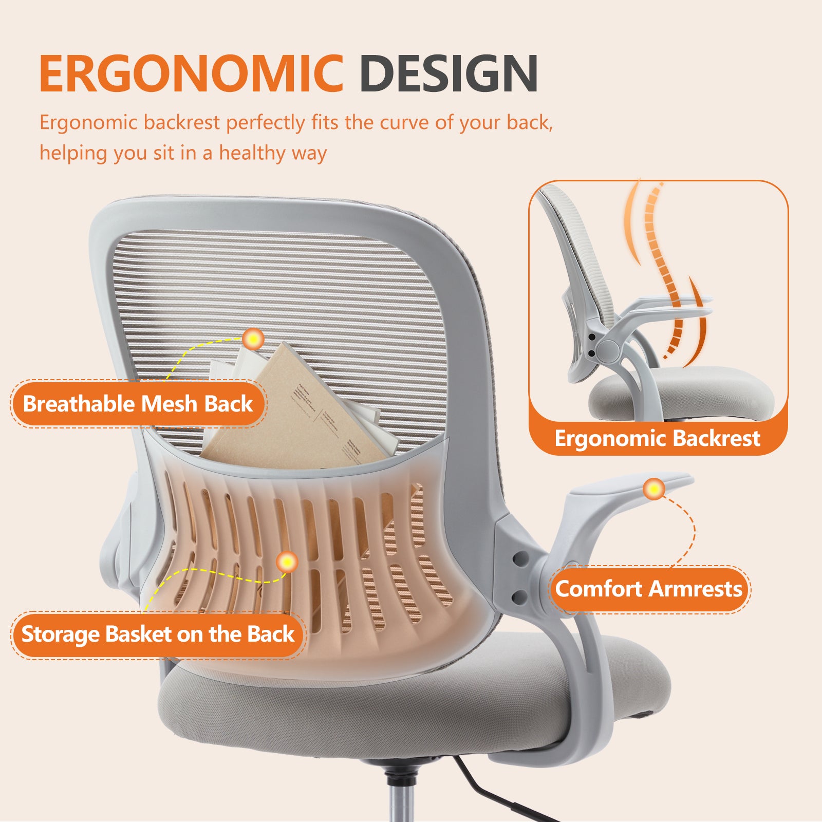 Sweetcrispy Drafting Tall Office Chair Ergonomic High Desk Chair With Flip Up Armrests Gray Nylon Mesh