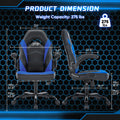 Sweetcrispy Gaming Chair Pu Leather Computer Chair Ergonomic Office Chair With Lumbar Support, Height Adjustable Rolling Desk Chairs With Flip Up Armrests Black Blue Pu