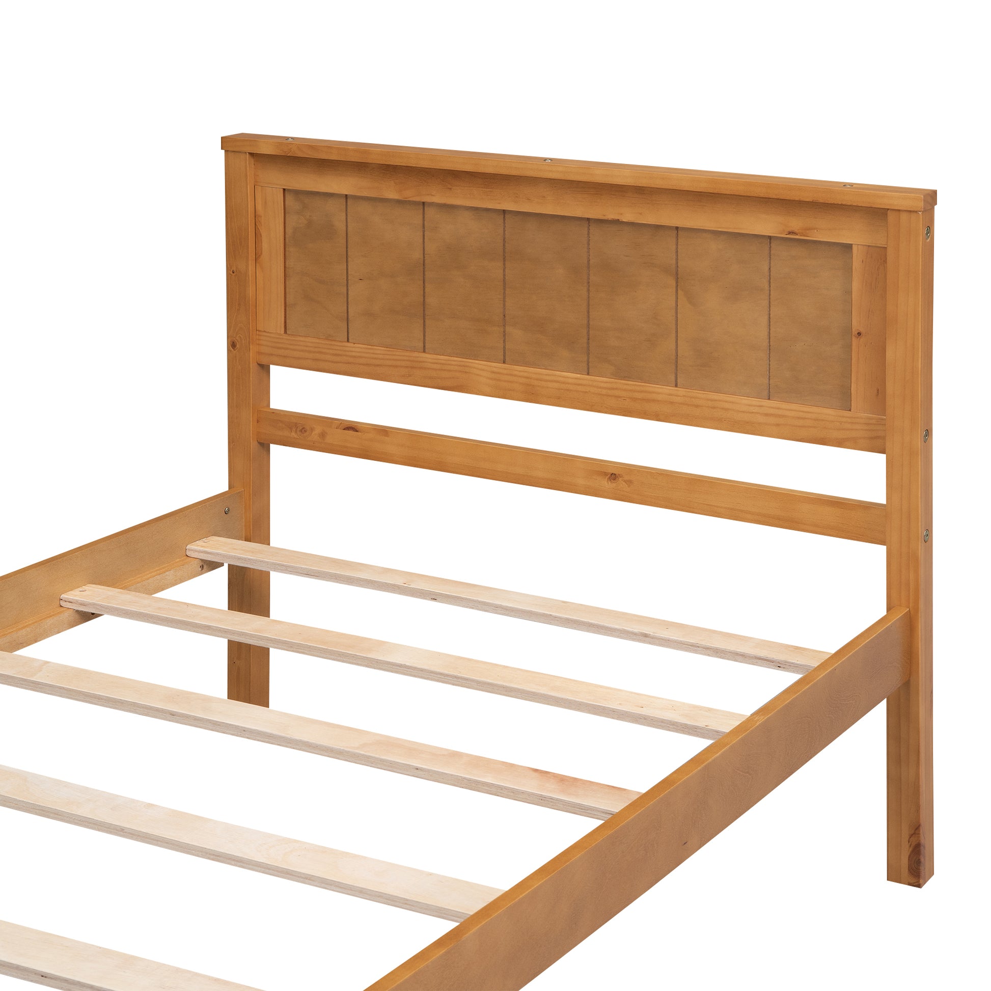Platform Bed Frame With Headboardwood Slat Supportno Box Spring Needed ,Twin,Oak Twin Oak Wood Pine