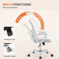 Sweetcrispy Ergonomic Office Chair Home Desk Mesh Chair With Fixed Armrest Executive Computer Chair With Soft Foam Seat Cushion Gray Nylon Mesh
