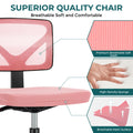 Sweetcrispy Armless Desk Chair Small Home Office Chair With Lumbar Support Pink Nylon Mesh