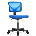 Sweetcrispy Armless Desk Chair Small Home Office Chair With Lumbar Support Blue Nylon Mesh