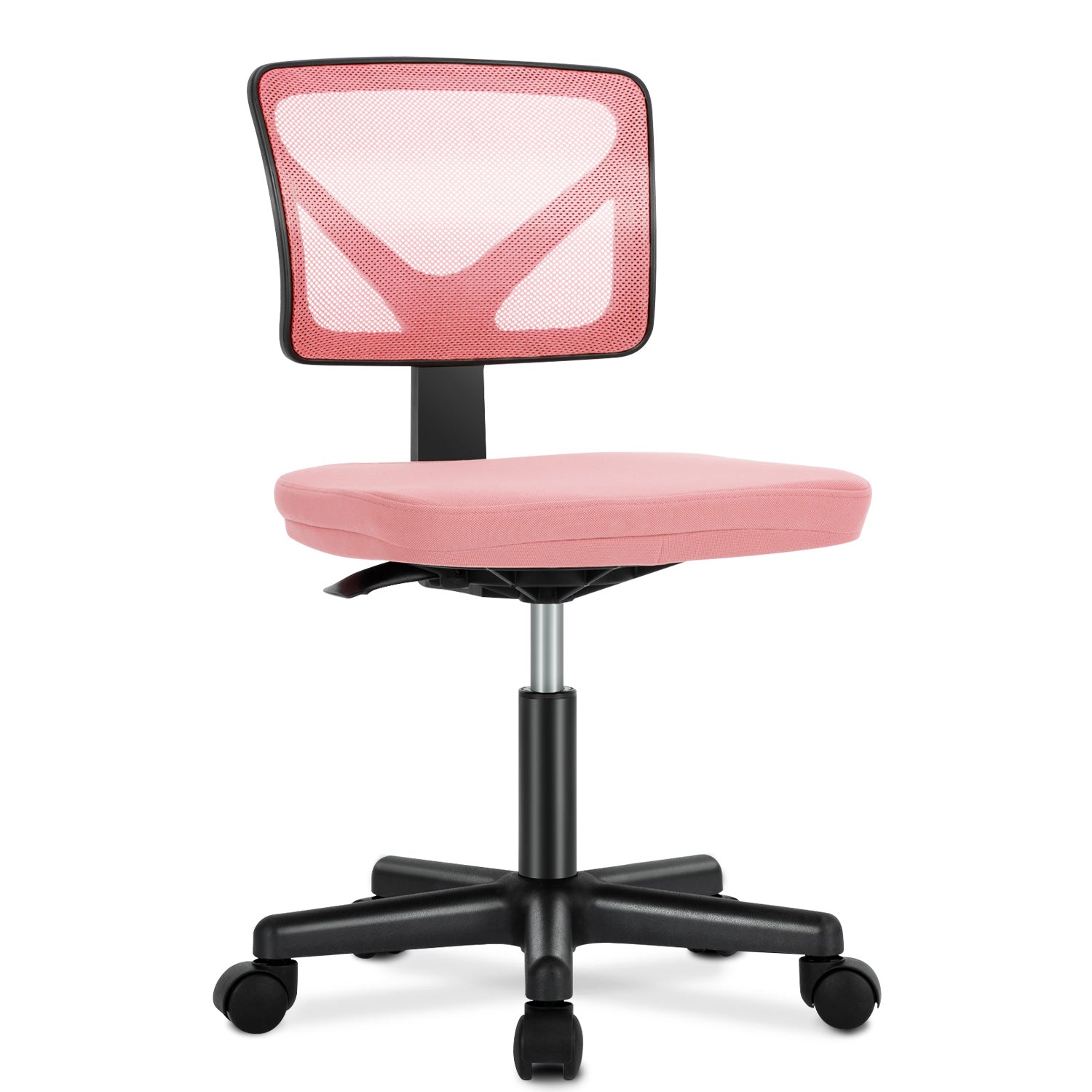 Sweetcrispy Armless Desk Chair Small Home Office Chair With Lumbar Support Pink Nylon Mesh