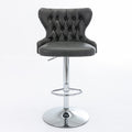 Swivel Pu Barstools Adjusatble Seat Height From 25 33 Inch, Modern Upholstered Chrome Base Bar Stools With Backs Comfortable Tufted For Home Pub And Kitchen Island,Olive Green, Sw1844Gy Gray Dining Room American Design Foam Pu Leather