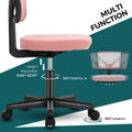 Sweetcrispy Armless Desk Chair Small Home Office Chair With Lumbar Support Pink Nylon Mesh