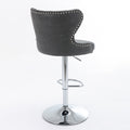 Swivel Pu Barstools Adjusatble Seat Height From 25 33 Inch, Modern Upholstered Chrome Base Bar Stools With Backs Comfortable Tufted For Home Pub And Kitchen Island,Olive Green, Sw1844Gy Gray Dining Room American Design Foam Pu Leather
