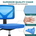 Sweetcrispy Armless Desk Chair Small Home Office Chair With Lumbar Support Blue Nylon Mesh
