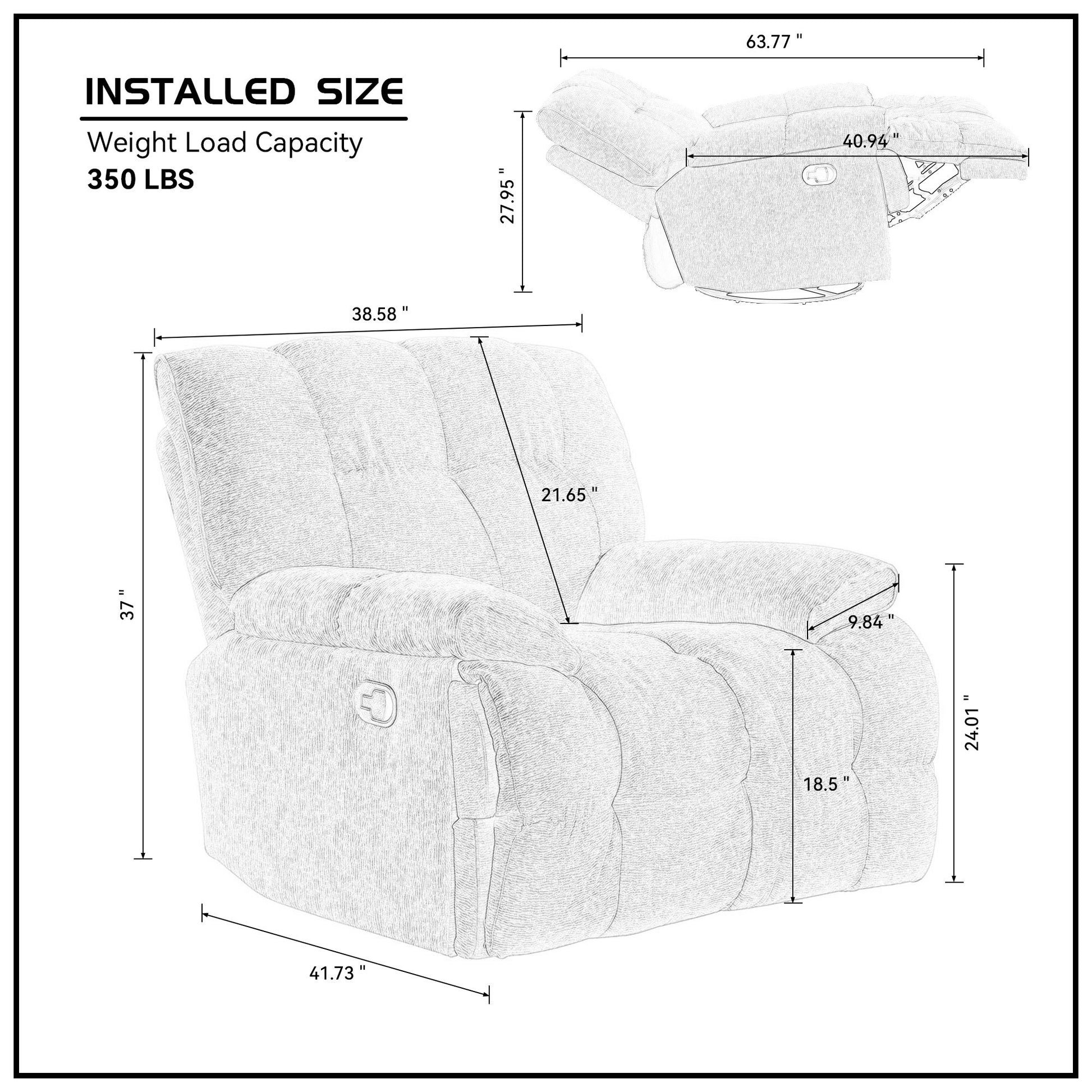 Ergonomic Glider 360 Degree Swivel Chair, Overstuffed Manual Rocking Recliner For Living Room Green Dark Green Polyester 1 Seat