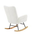 Off White Teddy Fabric Rocking Chair White Metal