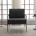 Leisure Lounge Chair Arm Chair With Metal Frame, Upholstered Side Chair Comfy Sitting Chair For Living Room, Black Chenille Black Chenille
