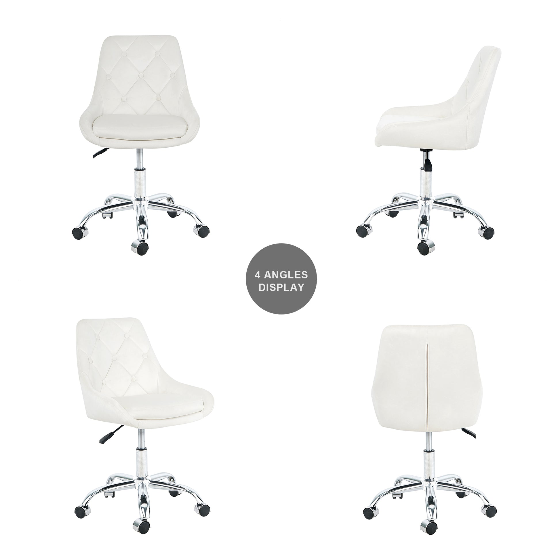 Modern Velvet Fabric With Chrome Legs Living Room Furniture Dining Chair, Soft And Comfortable, Lift Adjustment, Free Movement Convenient, Space Saving. Set Of 1 Beige Foam Metal