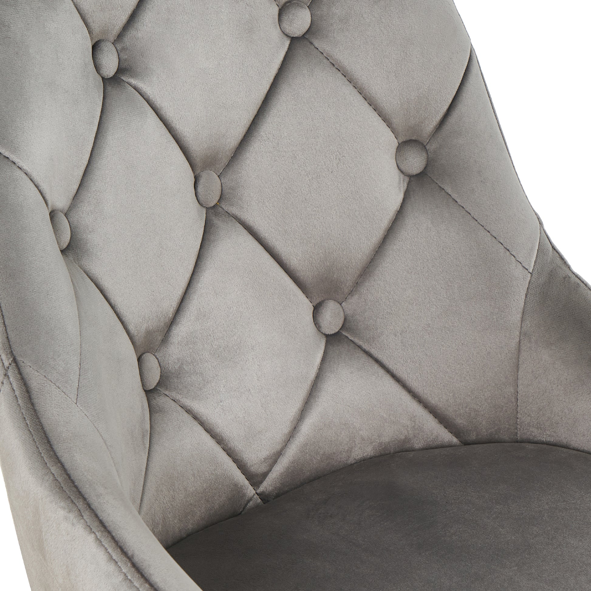 Modern Velvet Fabric With Chrome Legs Living Room Furniture Dining Chair, Soft And Comfortable, Lift Adjustment, Free Movement Convenient, Space Saving. Set Of 1 Grey Foam Metal