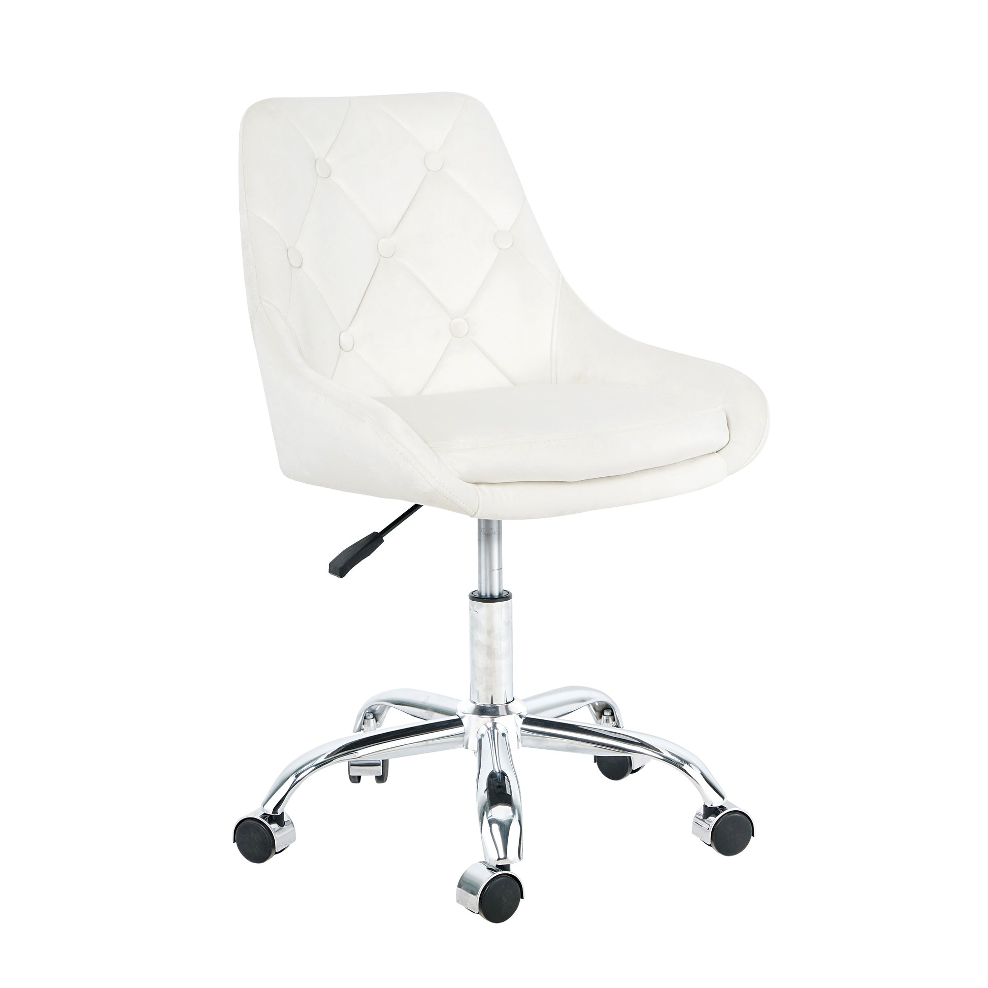 Modern Velvet Fabric With Chrome Legs Living Room Furniture Dining Chair, Soft And Comfortable, Lift Adjustment, Free Movement Convenient, Space Saving. Set Of 1 Beige Foam Metal