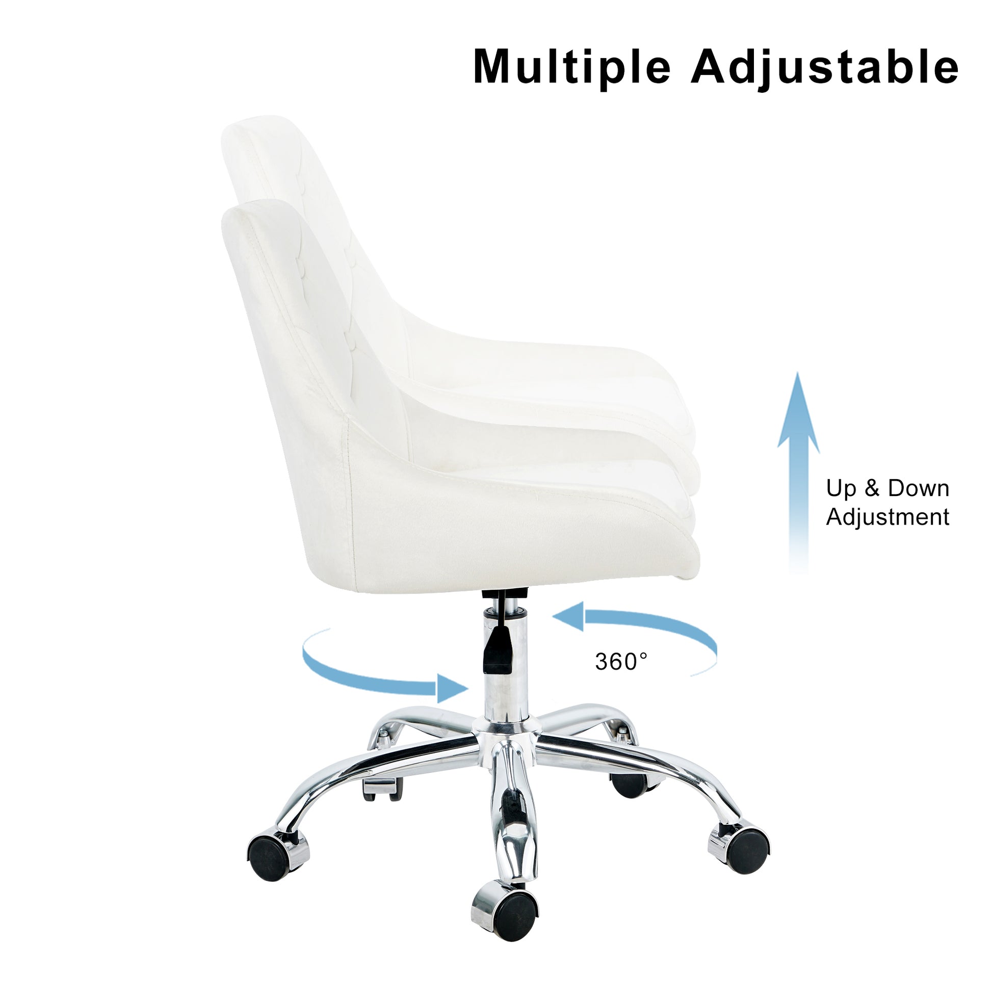 Modern Velvet Fabric With Chrome Legs Living Room Furniture Dining Chair, Soft And Comfortable, Lift Adjustment, Free Movement Convenient, Space Saving. Set Of 1 Beige Foam Metal