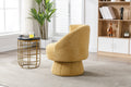 360 Degree Swivel Cuddle Barrel Accent Chairs, Round Armchairs With Wide Upholstered, Fluffy Fabric Chair For Living Room, Bedroom, Office, Waiting Rooms Yellow Foam Boucle