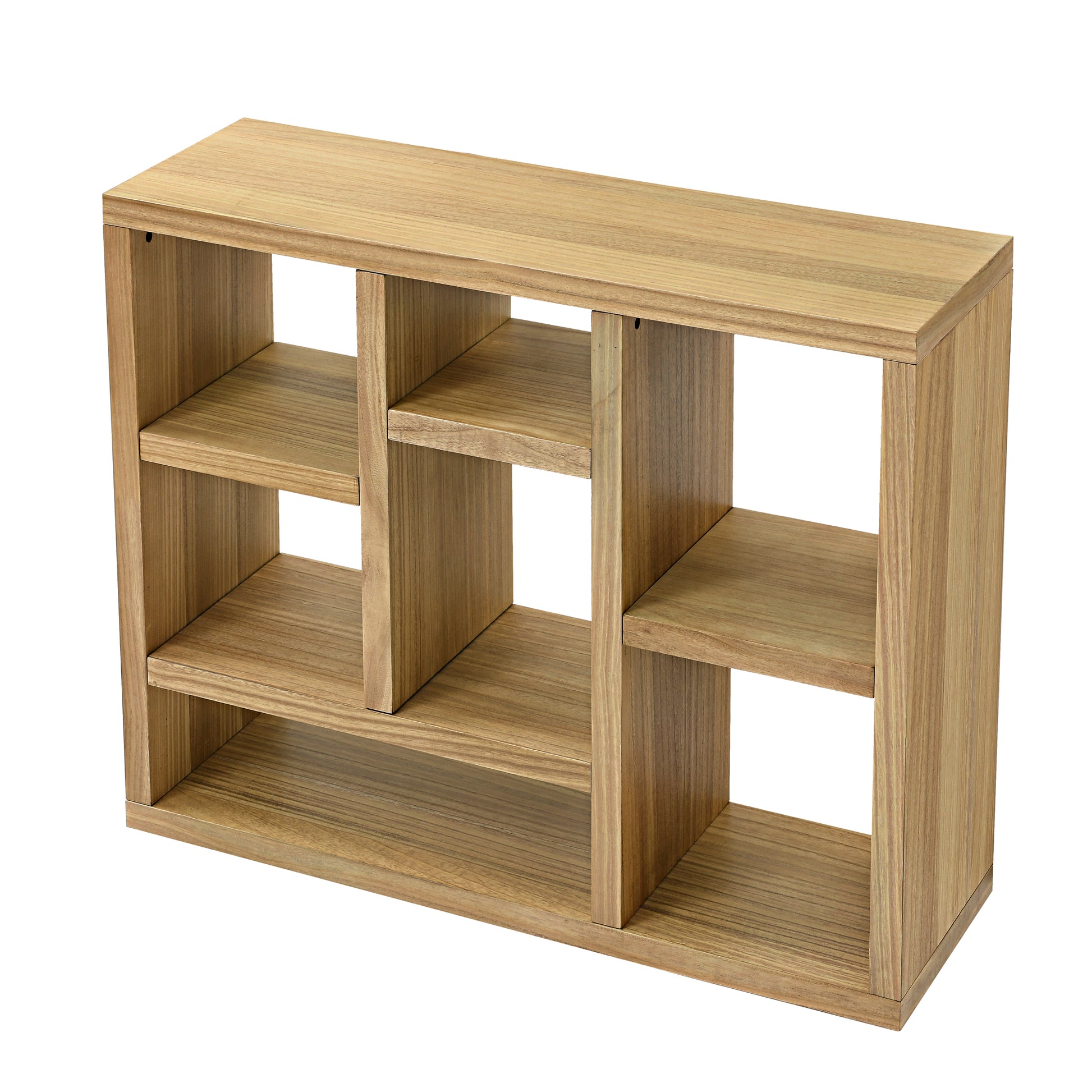 Open Wooden Open Shelf Bookcase, Freestanding Display Storage Cabinet With 7 Cube Storage Spaces, Floor Standing Bookshelf, Entryway, Living Room Storage Cabinet Natural Wood Mdf