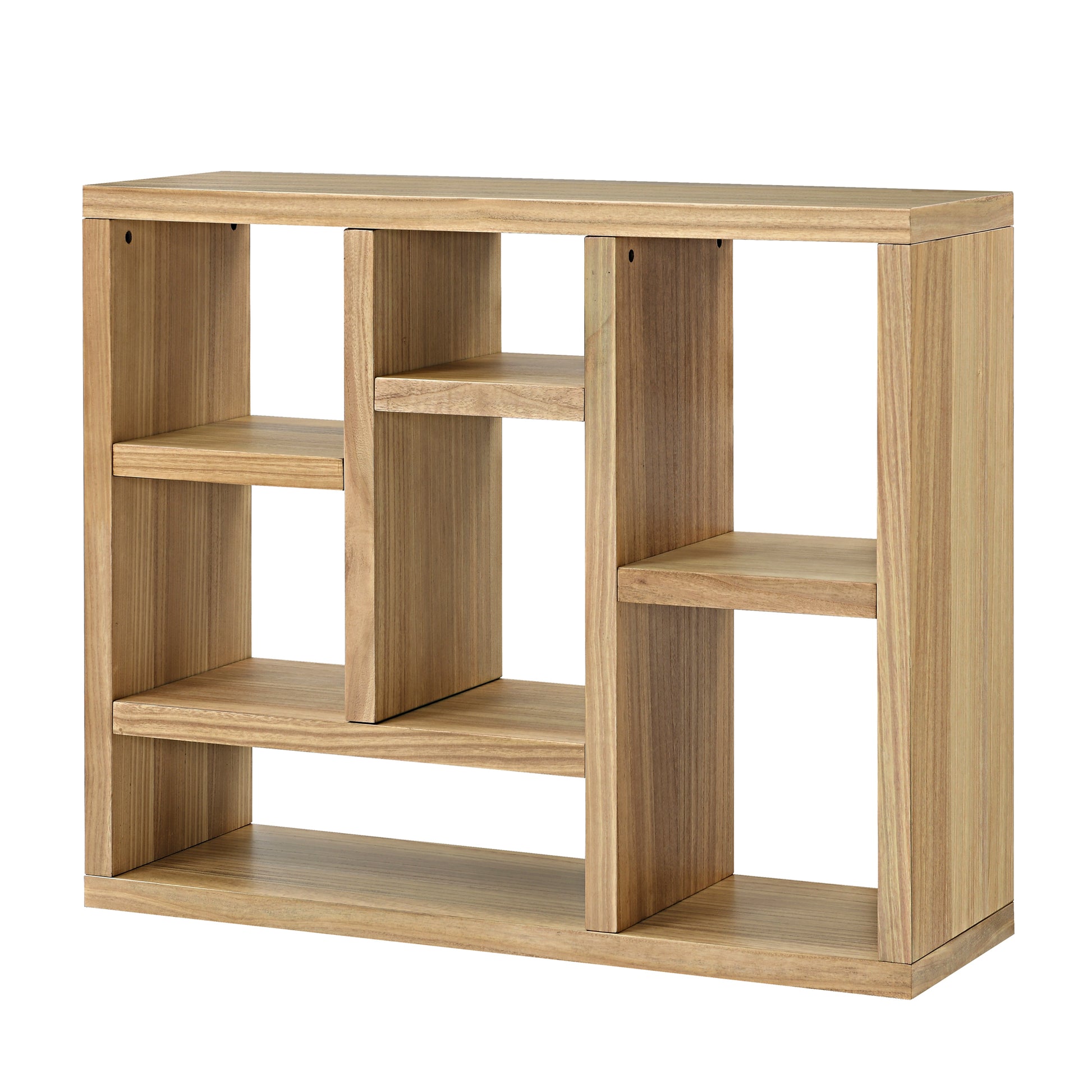 Open Wooden Open Shelf Bookcase, Freestanding Display Storage Cabinet With 7 Cube Storage Spaces, Floor Standing Bookshelf, Entryway, Living Room Storage Cabinet Natural Wood Mdf