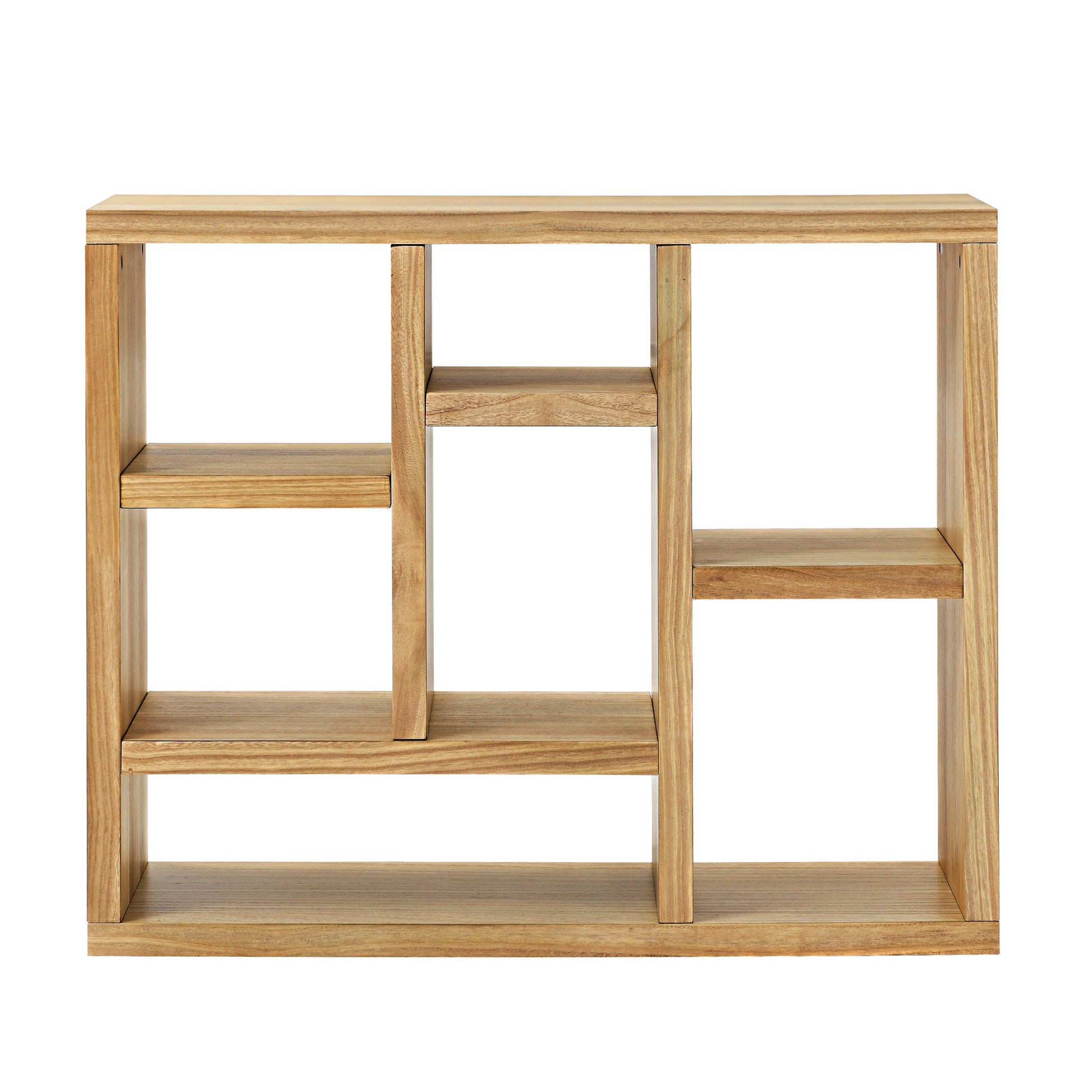 Open Wooden Open Shelf Bookcase, Freestanding Display Storage Cabinet With 7 Cube Storage Spaces, Floor Standing Bookshelf, Entryway, Living Room Storage Cabinet Natural Wood Mdf