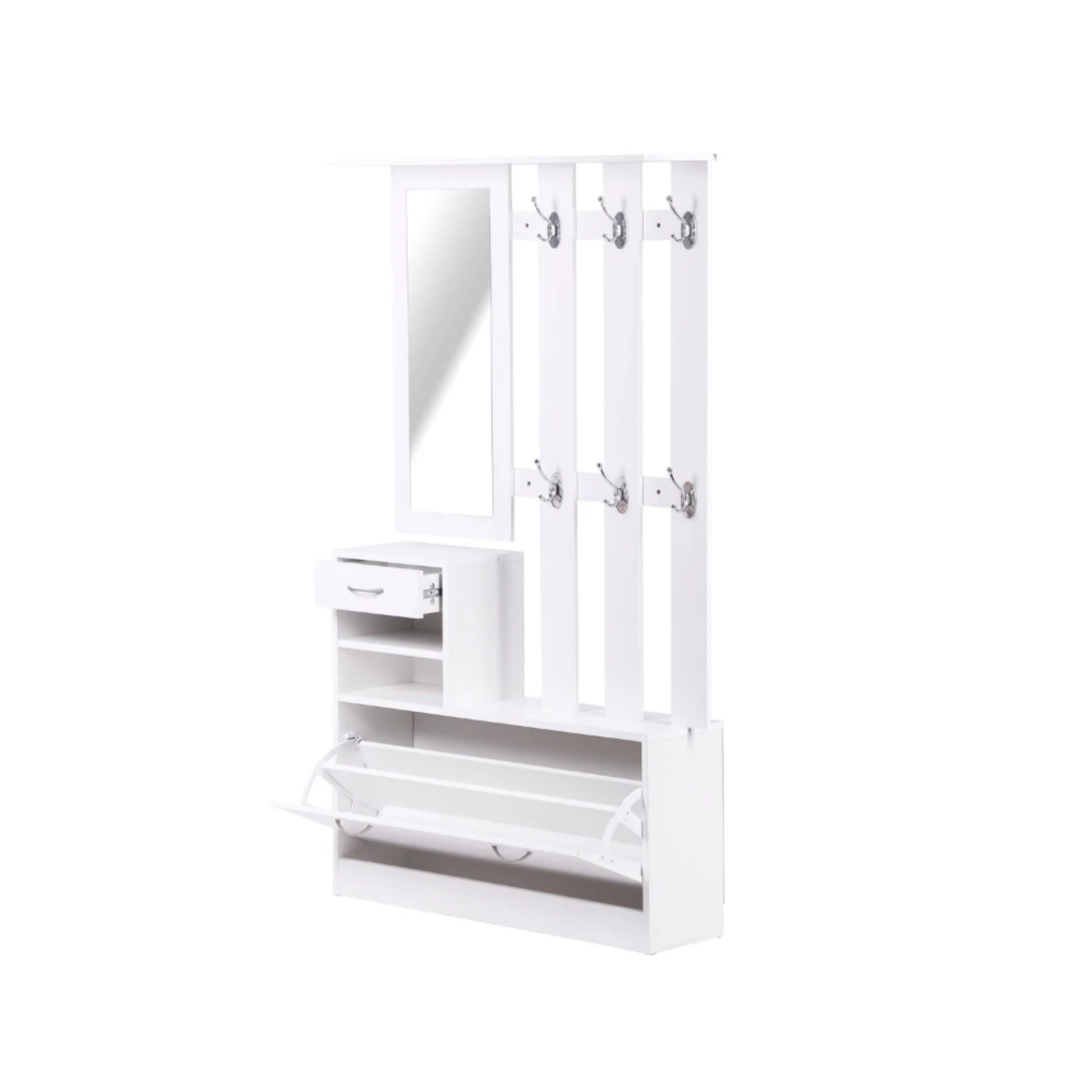 Combination Model Gate Cabinet With Shoe Cabinet Hang Shelf Mirror Standard 1 2 Drawers Matte White Primary Living Space Drawers Included Modern Melamine