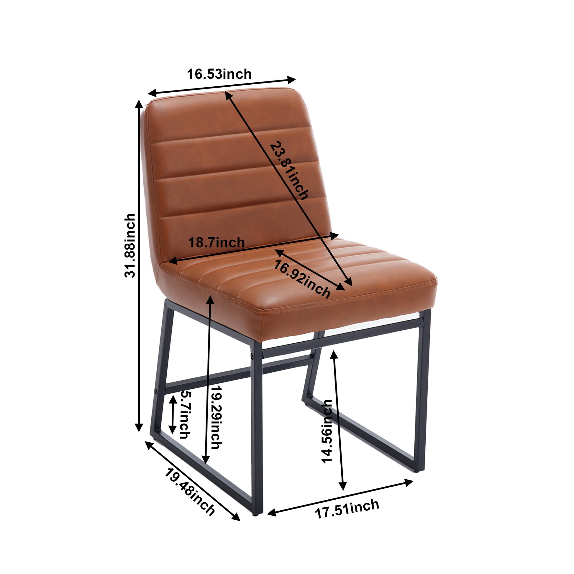 Upholstered Leather Dining Chairs Set Of 2 With Metal Legs, Mid Century Modern Leisure Chairs For Kitchen Living Room Dining Room Bistro Coffee Shop,Brown Brown Dining Room Foam Dry Clean Modern Dining Chairs Foam Pu Leather