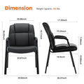 Leather Conference Room Chairs With Padded Arms,Eception Chairs,Office Guest Chairs,2P Black Iron