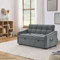 Loveseats Sofa Bed With Pull Out Bed,Adjsutable Back And Two Arm Pocket,Typec And Usb Charging With Copper Nail,Grey 47